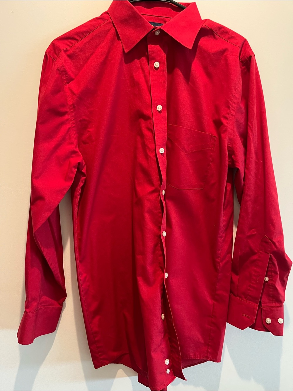 Stafford Bold Red Long-Sleeve Dress Shirt